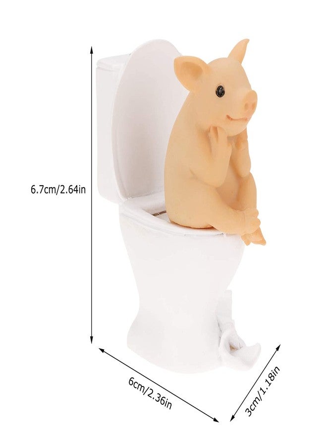 KEEPKAP Pig Statue Mini Pig Figurine, Resin Home Decor, Lucky Animal Garden Statue for Micro Landscape (Pig Squatting on The Toilet) - Image 2